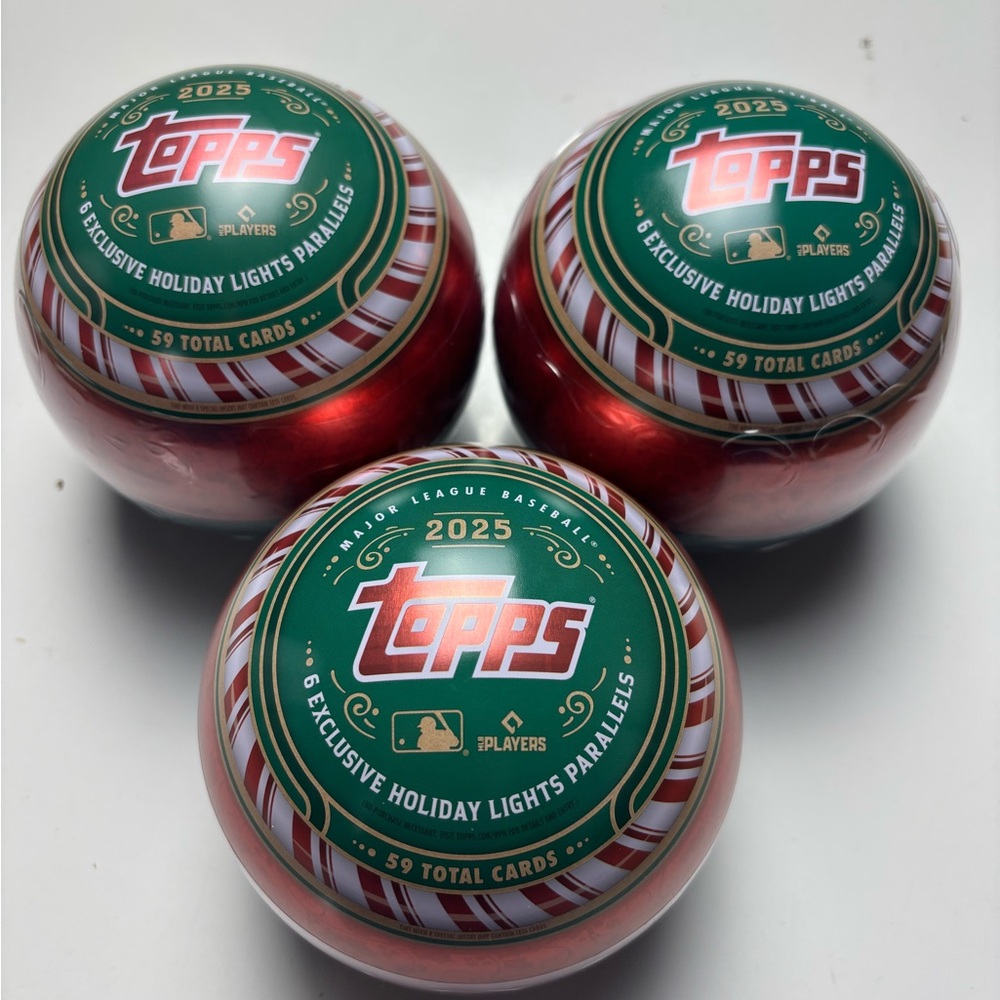 2025 Topps MLB Holiday‎ Baseball Trading Card Tin Set of 3
